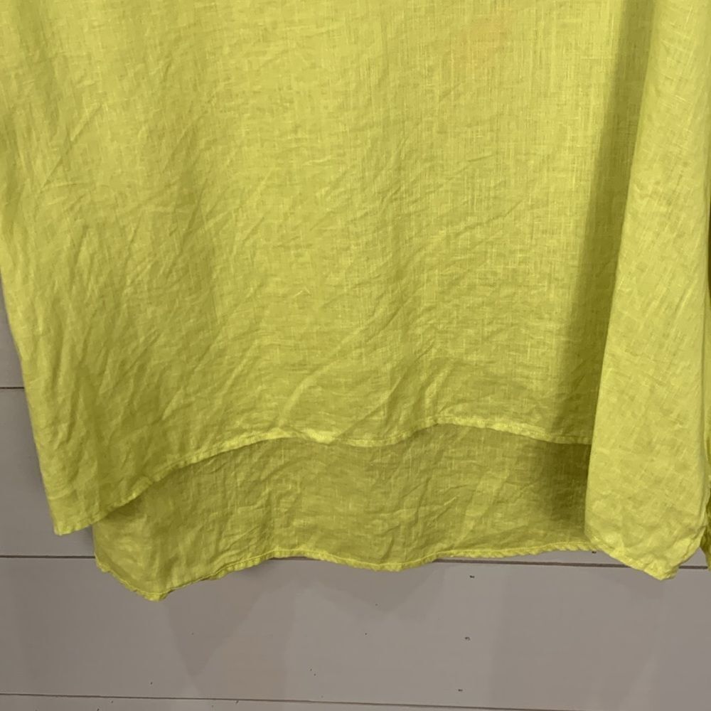Tahari neon yellow linen tunic hi/low short sleeve tunic blouse size 2X - Picture 4 of 7